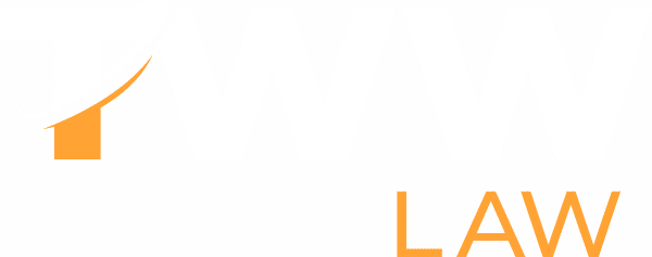 the tw law center logo on a black background.